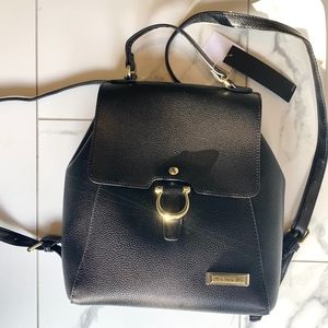 Tahari Black Backpack with Gold Accents